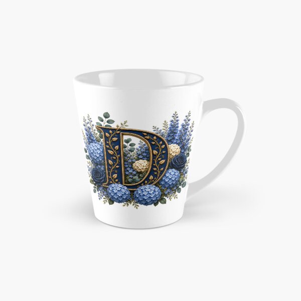 Item preview, Elegant Letter D Monogram with Blue Hydrangeas & Gold Botanical Design | Luxury Floral Initial Art designed and sold by MoodLay.