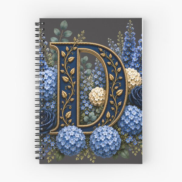 Item preview, Elegant Letter D Monogram with Blue Hydrangeas & Gold Botanical Design | Luxury Floral Initial Art designed and sold by MoodLay.