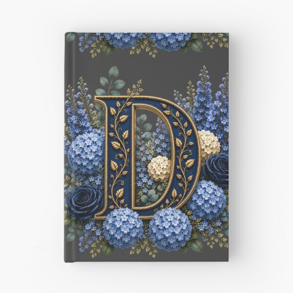 Item preview, Elegant Letter D Monogram with Blue Hydrangeas & Gold Botanical Design | Luxury Floral Initial Art designed and sold by MoodLay.