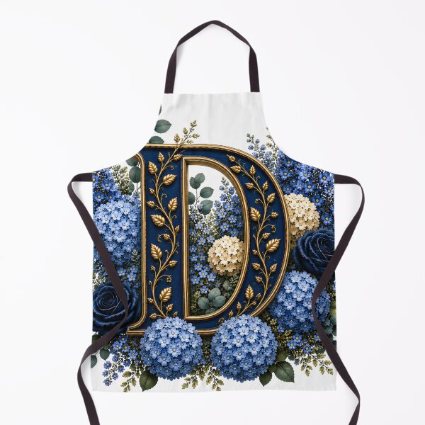 Item preview, Elegant Letter D Monogram with Blue Hydrangeas & Gold Botanical Design | Luxury Floral Initial Art designed and sold by MoodLay.