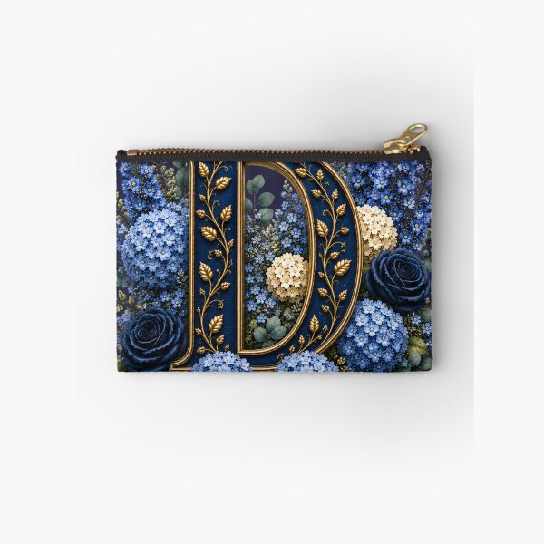 Item preview, Elegant Letter D Monogram with Blue Hydrangeas & Gold Botanical Design | Luxury Floral Initial Art designed and sold by MoodLay.