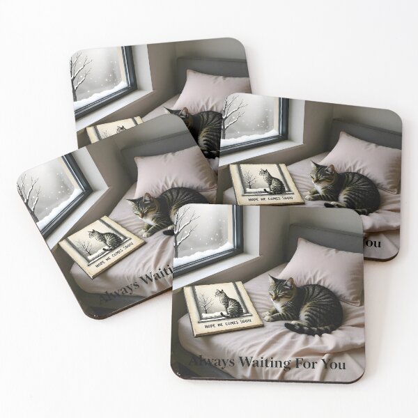 Item preview, Always Waiting For You Pet Remembrance Canvas: Cozy Bedroom Tabby Cat Portrait designed and sold by Creative-RE.