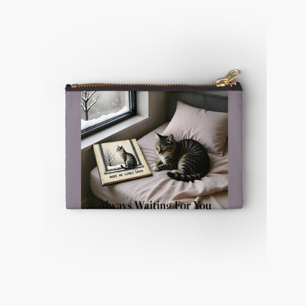 Item preview, Always Waiting For You Pet Remembrance Canvas: Cozy Bedroom Tabby Cat Portrait designed and sold by Creative-RE.
