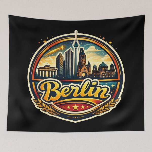 Item preview, Berlin Germany Skyline Retro Vintage Travel Gift designed and sold by DrawHandArt.