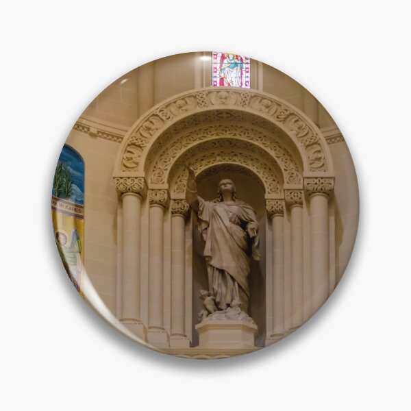 Item preview, Cathedral Interior With Ornate Marble Statue, Stained Glass Windows and Painted Chapel Frescoes designed and sold by Nmallia.
