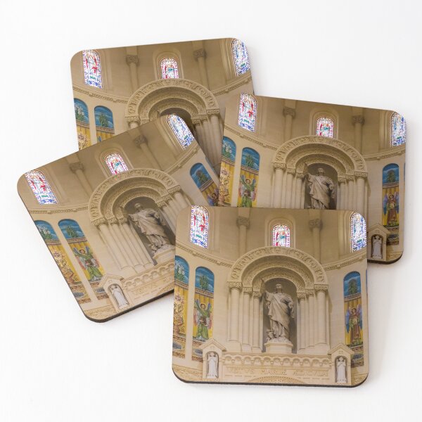 Item preview, Cathedral Interior With Ornate Marble Statue, Stained Glass Windows and Painted Chapel Frescoes designed and sold by Nmallia.