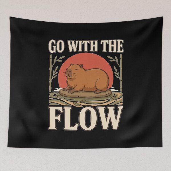 Item preview, Go With the Flow Capybara – Vintage Nature Design designed and sold by No Excuses Supply.