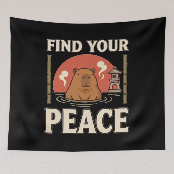 Item preview, Find Your Peace Capybara – Vintage Relaxation Design designed and sold by No Excuses Supply.