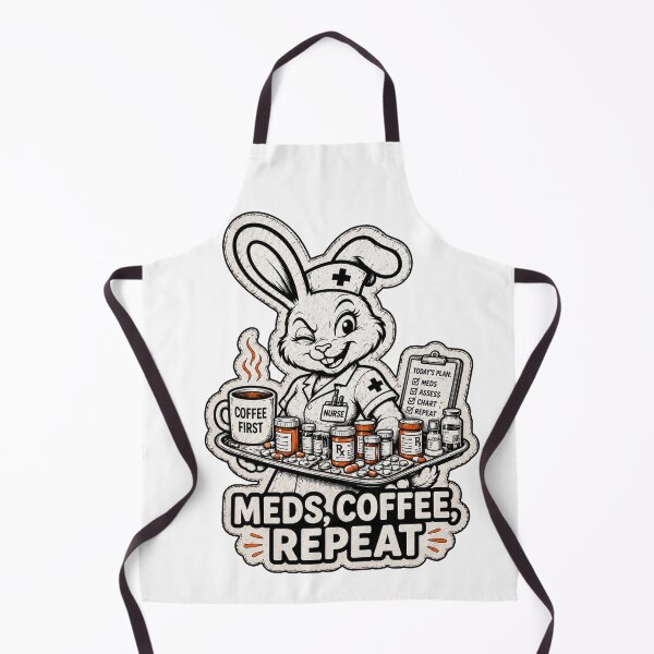 Item preview, Meds, Coffee, Repeat – Funny Nurse Bunny Vintage Sticker Design designed and sold by bunnymode.