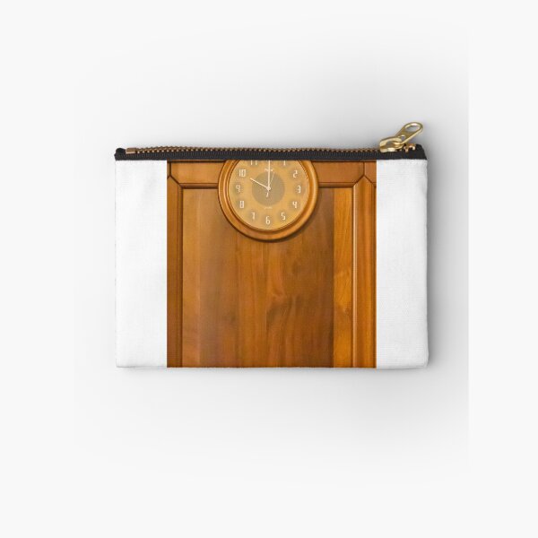 Item preview, Vintage Wooden Wall Clock Mounted On Polished Panelled Wood Background Evoking Warmth And Timeless Style designed and sold by Nmallia.