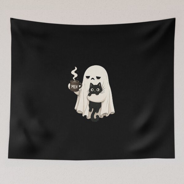 Item preview, Retro Funny Boojee Ghost Holding Black Cat designed and sold by Doodletext.