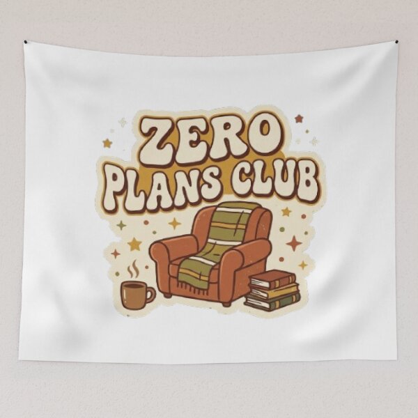 Item preview, Zero Plans Club Cozy Typography T-Shirt | Retro Relaxation Quote | Book & Coffee Graphic Tee designed and sold by Faisal  Shah.