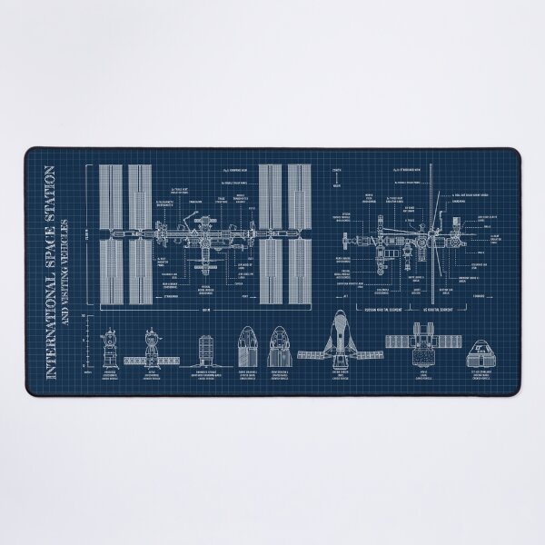 Aperçu de l'œuvre International Space Station (ISS) and Visiting Vehicles (Navy Blueprint) créée et vendue par BGALAXY.
