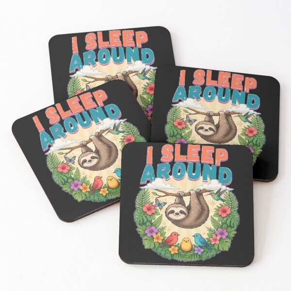 Item preview, Funny Tropical Sloth Graphic with I Sleep Around designed and sold by Don't Crack Art.