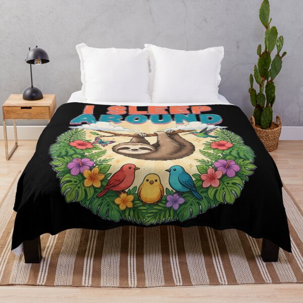 Item preview, Funny Tropical Sloth Graphic with I Sleep Around designed and sold by Don't Crack Art.