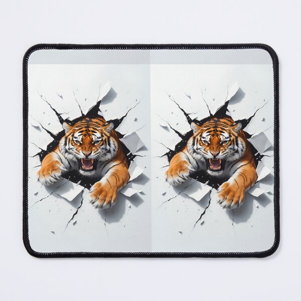 Item preview, A Ferocious Tiger Breaking Through A Stunning 3d Art Design Roaring Tiger Breaking Through A Barrier 3d Illustration designed and sold by Matt_Smith.
