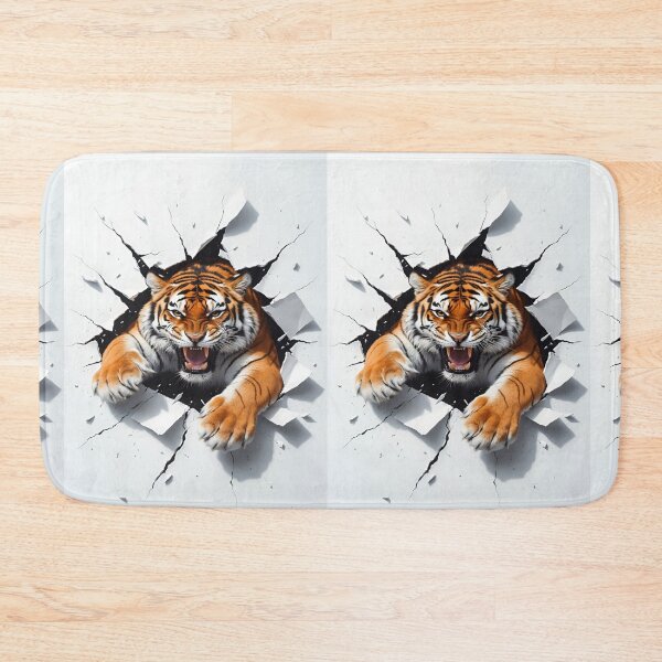Item preview, A Ferocious Tiger Breaking Through A Stunning 3d Art Design Roaring Tiger Breaking Through A Barrier 3d Illustration designed and sold by Matt_Smith.