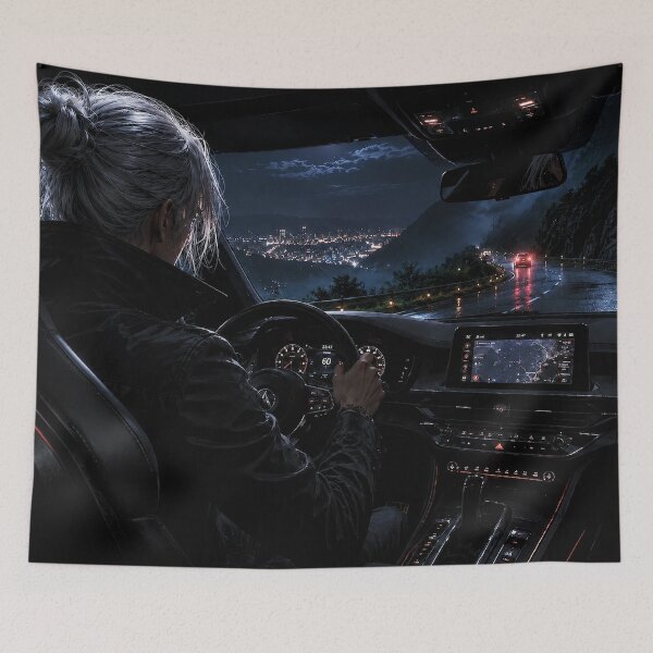 Item preview, Rein Night Drive - Dark Anime Car Aesthetic Art designed and sold by House of Rein.