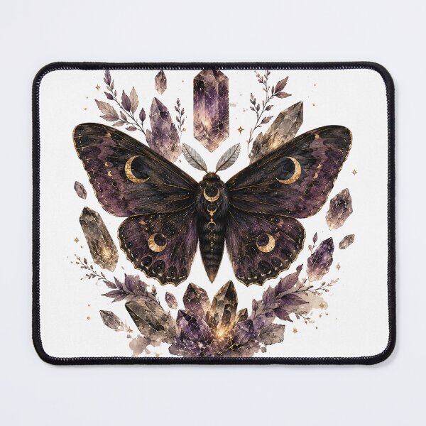 Item preview, Dark Moth and Crystals — Mystical Gothic Watercolor Art designed and sold by DreamelleStudio.