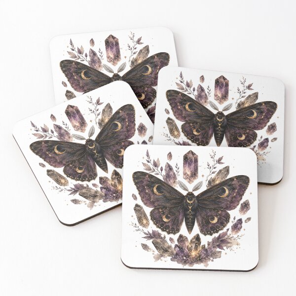 Item preview, Dark Moth and Crystals — Mystical Gothic Watercolor Art designed and sold by DreamelleStudio.