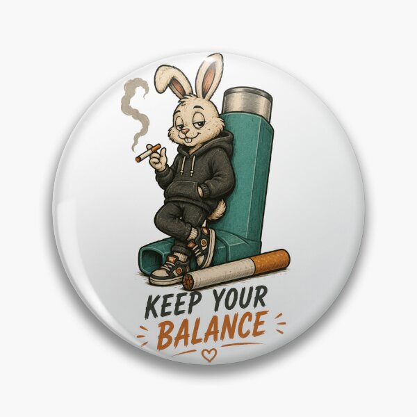 Item preview, Keep Your Balance – Funny Smoking Bunny Vintage Sticker Design designed and sold by bunnymode.