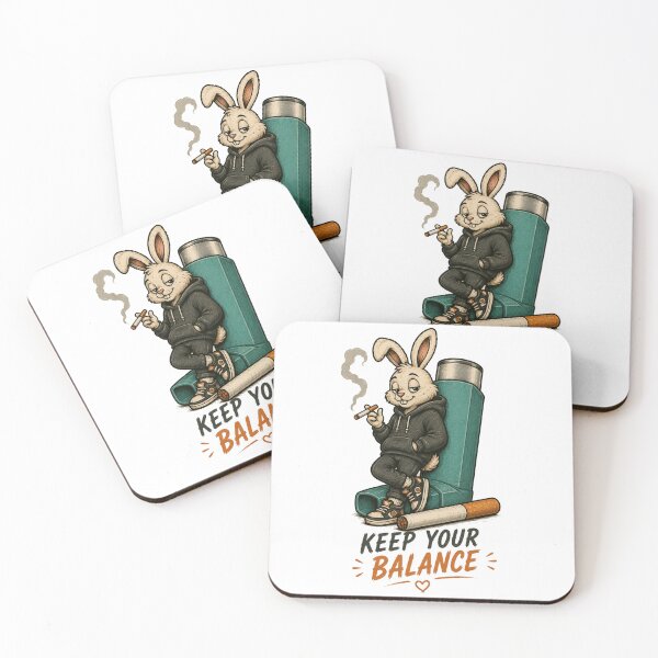 Item preview, Keep Your Balance – Funny Smoking Bunny Vintage Sticker Design designed and sold by bunnymode.