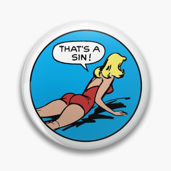 Item preview, That's A Sin • Red Swimsuit Blonde Pinup • Pre-Code Comic Pop Art designed and sold by wmxdesign.