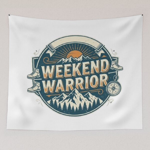 Item preview, Weekend Warrior Adventure T-Shirt | Vintage Outdoor Typography | Hiking & Camping Graphic Tee designed and sold by Faisal  Shah.