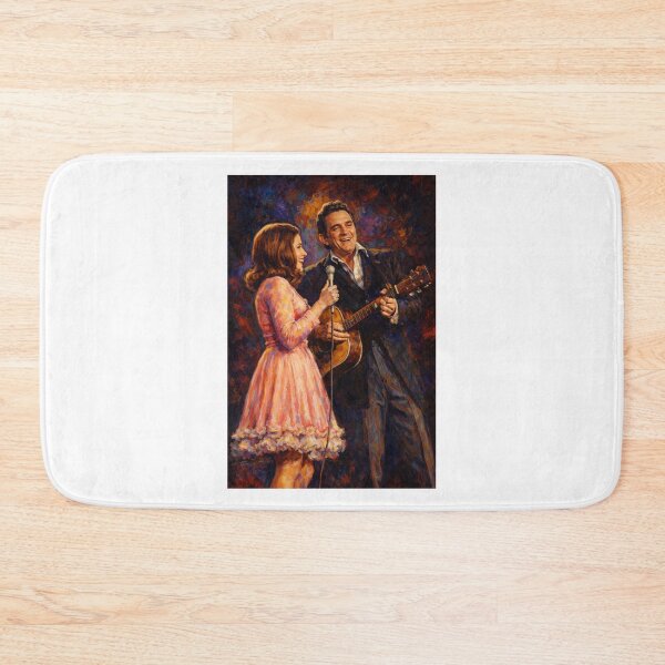 Item preview, Pintura de Johnny Cash y su esposa June Carter Cash actuando en el escenario. designed and sold by Halifaxartguy.