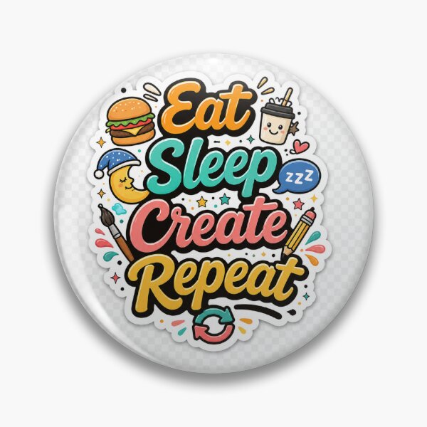 Item preview, Eat Sleep Create Repeat Creative Lifestyle Sticker designed and sold by Sticker_Verse_Studio.