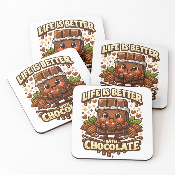 Item preview, Life Is Better With Chocolate – Cute Smiling Chocolate Bar designed and sold by mbmstores.