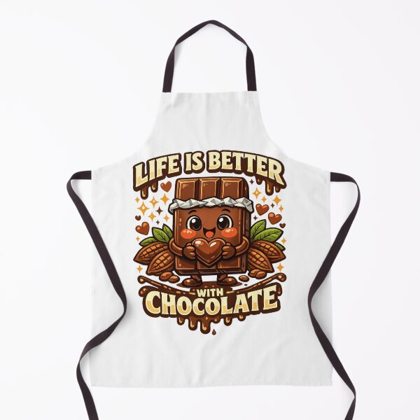 Aperçu de l'œuvre La vie est plus belle avec du chocolat – Une adorable tablette de chocolat souriante créée et vendue par mbmstores.