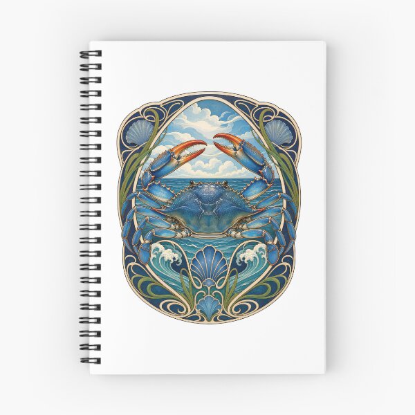 Item preview, Art Nouveau Blue Crab Ocean Marine Sea Life Design designed and sold by AntiqueImages.