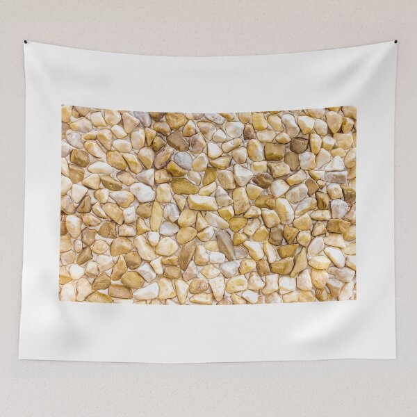 Item preview, Yellow Pebble Stone Mosaic Texture Wall Background With Smooth River Rocks Close-Up designed and sold by Nmallia.