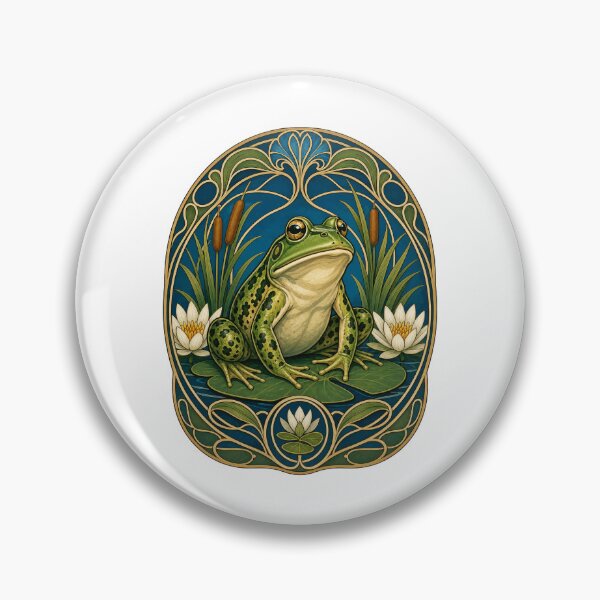 Item preview, Art Nouveau Frog Pond Life Amphibian Art designed and sold by AntiqueImages.