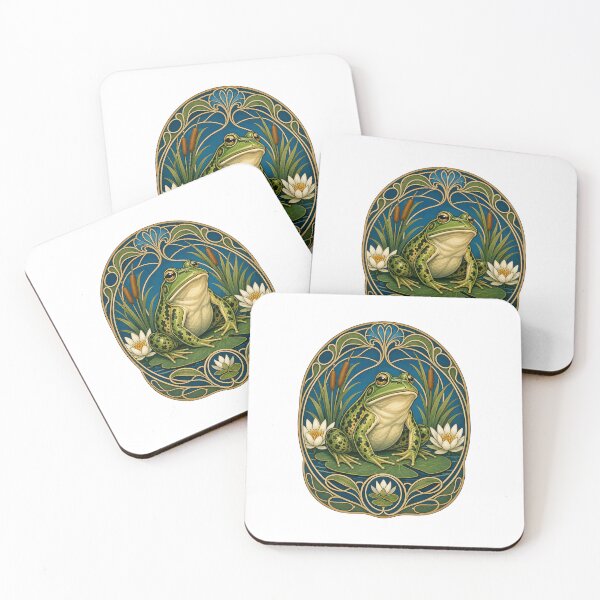 Item preview, Art Nouveau Frog Pond Life Amphibian Art designed and sold by AntiqueImages.