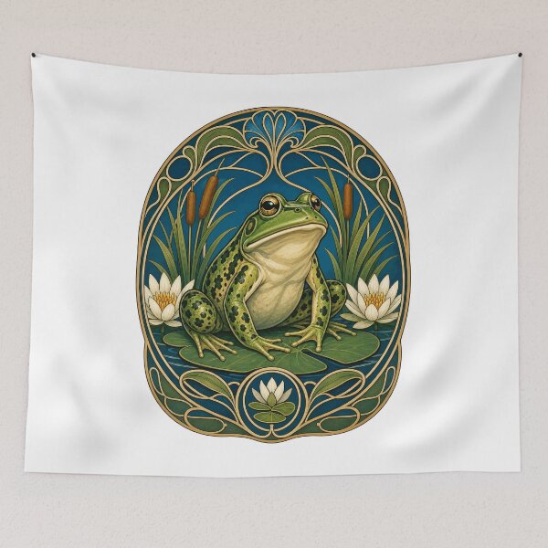 Item preview, Art Nouveau Frog Pond Life Amphibian Art designed and sold by AntiqueImages.