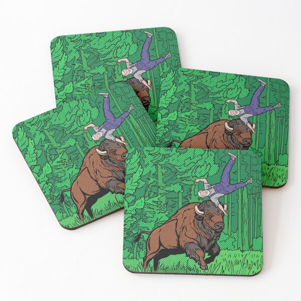 Item preview, Pop Art Comic Style Bison Tossing Man Halftone designed and sold by Terry Bain.
