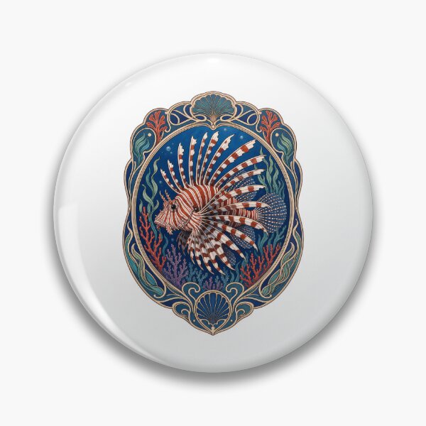 Item preview, Lionfish Ocean Art Nouveau Marine Life Design designed and sold by AntiqueImages.