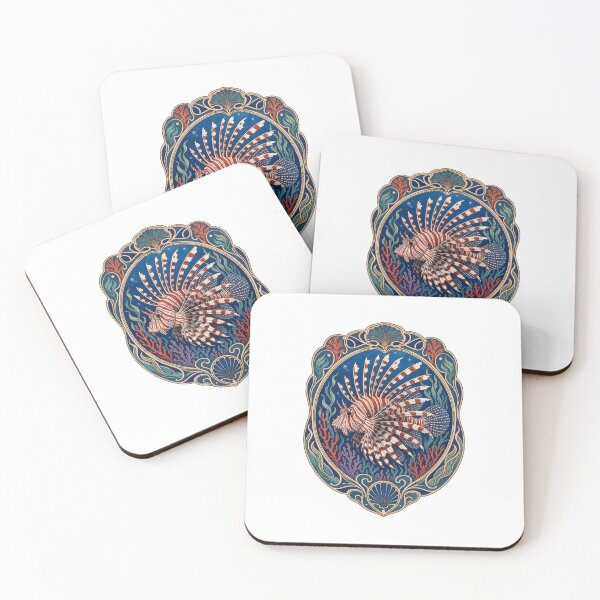 Item preview, Lionfish Ocean Art Nouveau Marine Life Design designed and sold by AntiqueImages.