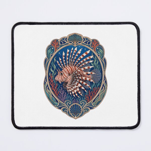 Item preview, Lionfish Ocean Art Nouveau Marine Life Design designed and sold by AntiqueImages.