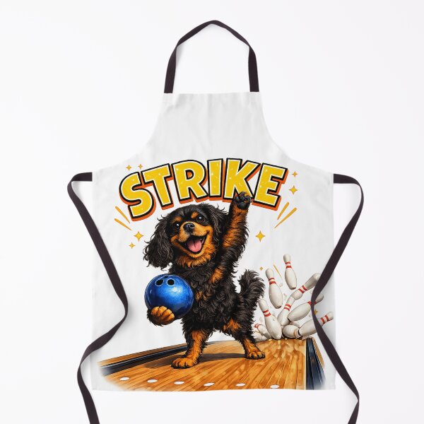 Item preview, Black and Tan Cavalier Bowling a Strike designed and sold by SpottyRainbow.