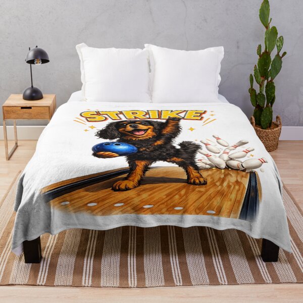 Item preview, Black and Tan Cavalier Bowling a Strike designed and sold by SpottyRainbow.