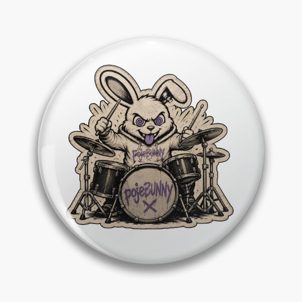 Item preview, Funny Bunny Drummer – Vintage Drum Kit Rabbit Sticker Design designed and sold by bunnymode.