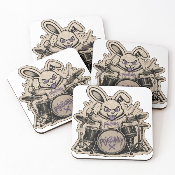 Aperçu de l'œuvre Lapin batteur rigolo – Autocollant lapin vintage pour batterie créée et vendue par bunnymode.