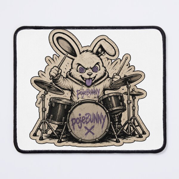 Item preview, Funny Bunny Drummer – Vintage Drum Kit Rabbit Sticker Design designed and sold by bunnymode.