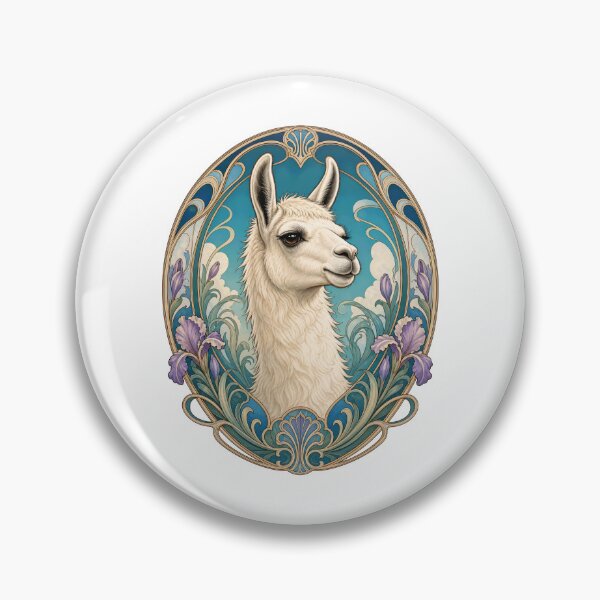 Item preview, Vintage Llama Art Nouveau Floral Animal Design designed and sold by AntiqueImages.