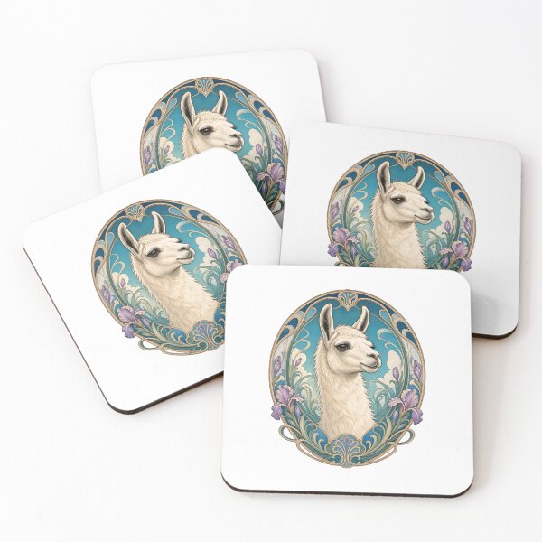 Item preview, Vintage Llama Art Nouveau Floral Animal Design designed and sold by AntiqueImages.