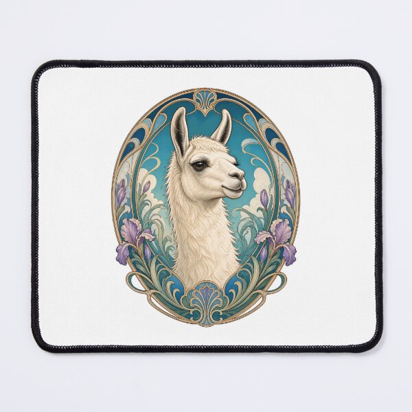 Item preview, Vintage Llama Art Nouveau Floral Animal Design designed and sold by AntiqueImages.