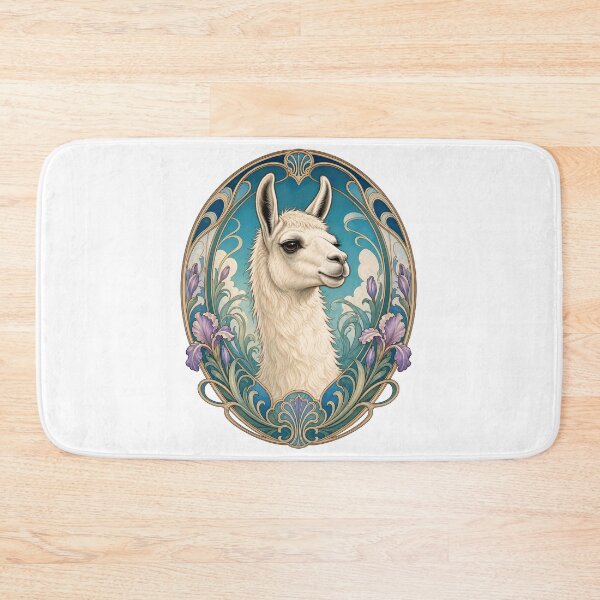 Item preview, Vintage Llama Art Nouveau Floral Animal Design designed and sold by AntiqueImages.